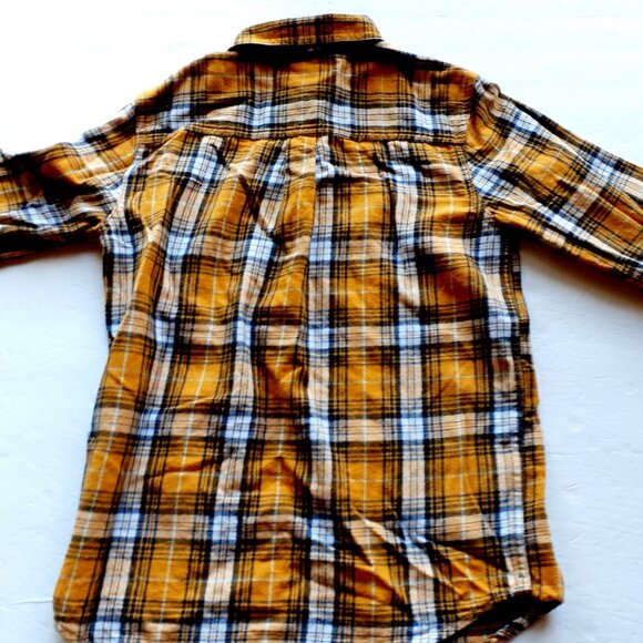 Members Mark Boys Shirt Button Down Flannel Yellow Blue Plaid Long Sleeve 10-12 - Picture 8 of 12
